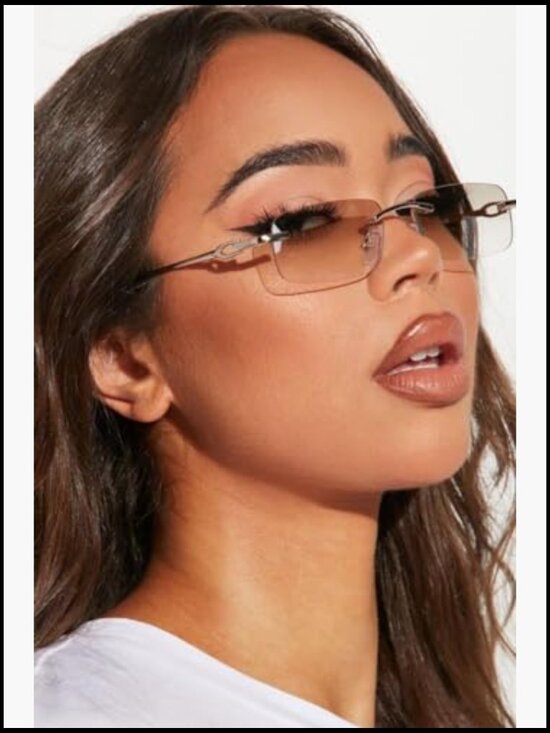 Retro Rimless Rectangle Sunglasses with UV400 Protection and Tinted Lens main image 5